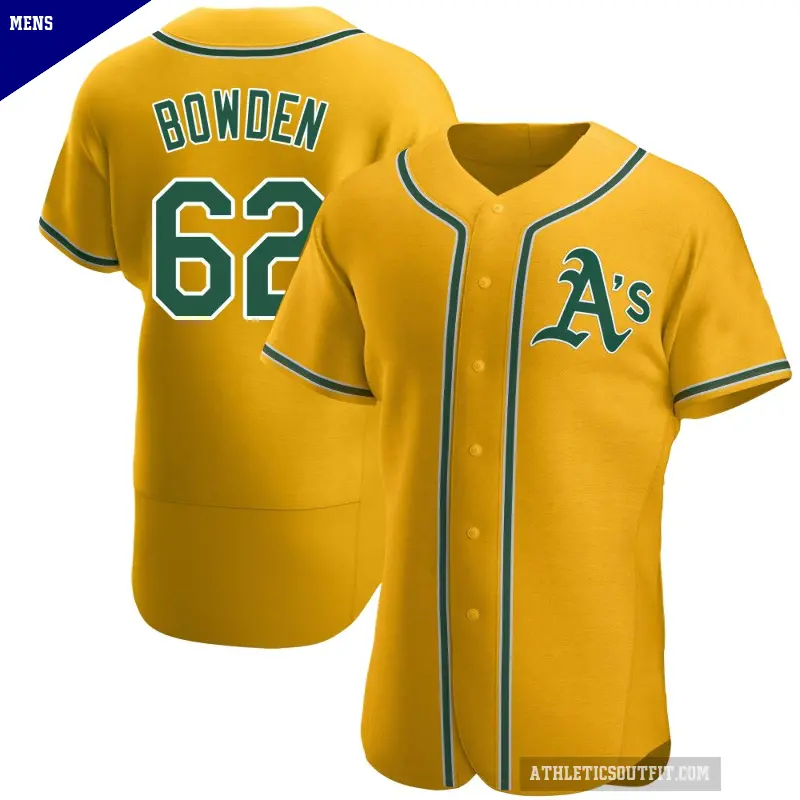 Men's No.62 Ben Bowden Oakland Athletics Gold Authentic Alternate Jersey
