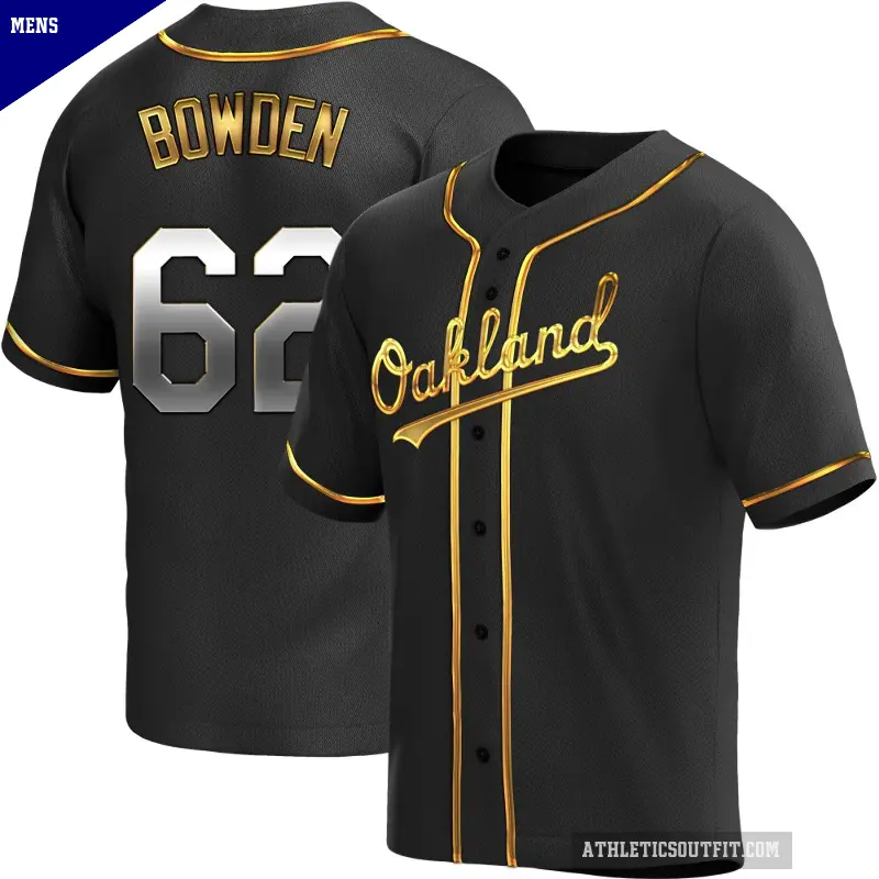 Men's No.62 Ben Bowden Oakland Athletics Gold Replica Black en Alternate Jersey