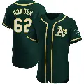 Men's No.62 Ben Bowden Oakland Athletics Green Authentic Alternate Jersey