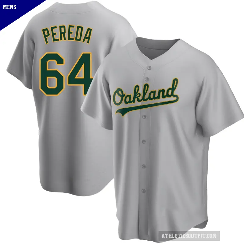Men's No.64 Jhonny Pereda Oakland Athletics Gray Replica Road Jersey