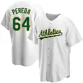 Men's No.64 Jhonny Pereda Oakland Athletics White Replica Home Jersey