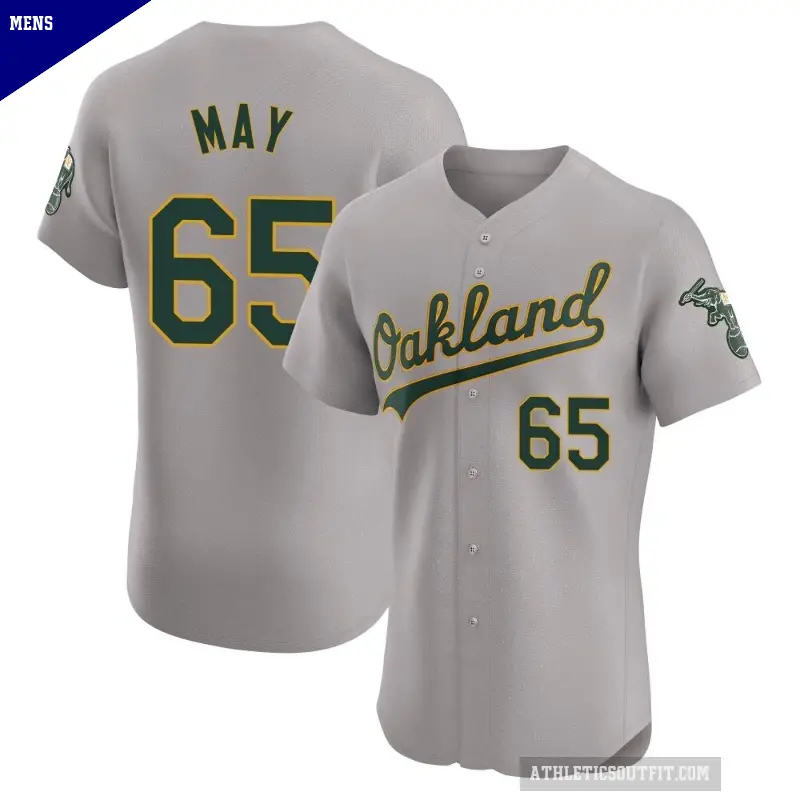 Men's No.65 Trevor May Oakland Athletics Gray Elite Road Jersey