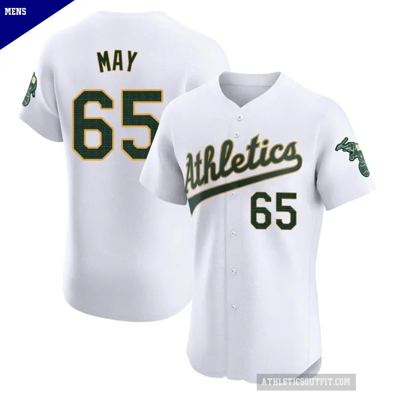 Men's No.65 Trevor May Oakland Athletics White Elite Home Jersey