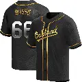 Men's No.66 Brady Basso Oakland Athletics Gold Replica Black en Alternate Jersey