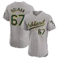 Men's No.67 Grant Holman Oakland Athletics Gray Elite Road Jersey