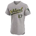 Men's No.67 Grant Holman Oakland Athletics Gray Elite Road Jersey