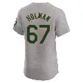 Men's No.67 Grant Holman Oakland Athletics Gray Elite Road Jersey