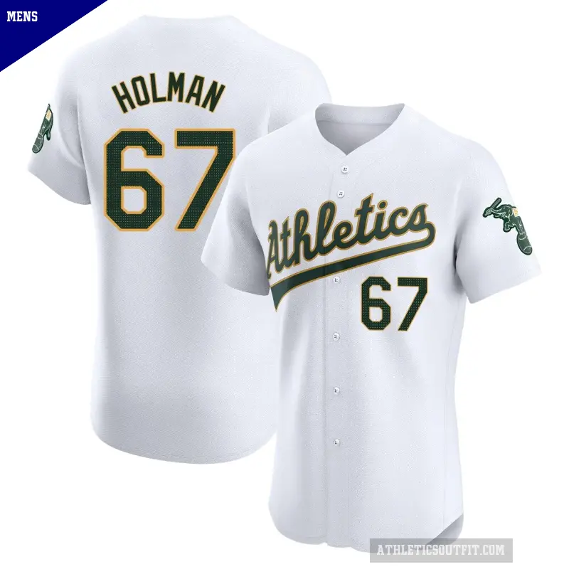 Men's No.67 Grant Holman Oakland Athletics White Elite Home Jersey