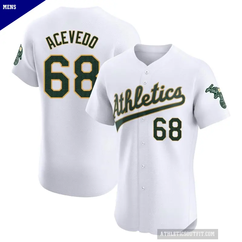Men's No.68 Domingo Acevedo Oakland Athletics White Elite Home Jersey