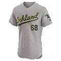 Men's No.68 Joey Estes Oakland Athletics Gray Elite Road Jersey