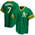 Men's No.7 Rick Monday Oakland Athletics Green Replica R Kelly Road Cooperstown Collection Jersey