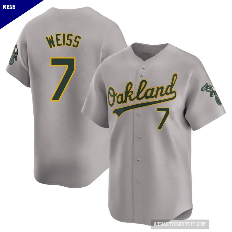 Men's No.7 Walt Weiss Oakland Athletics Gray Limited Away Jersey