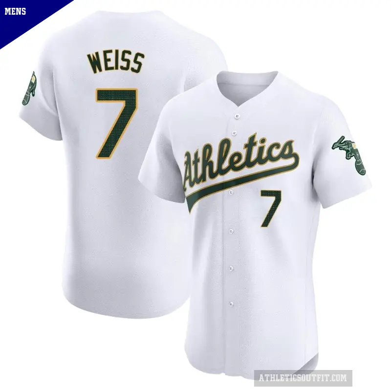Men's No.7 Walt Weiss Oakland Athletics White Elite Home Jersey