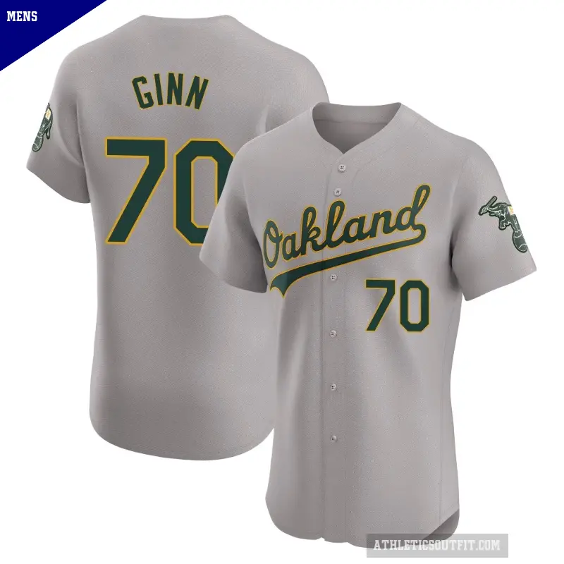Men's No.70 J.T. Ginn Oakland Athletics Gray Elite Road Jersey