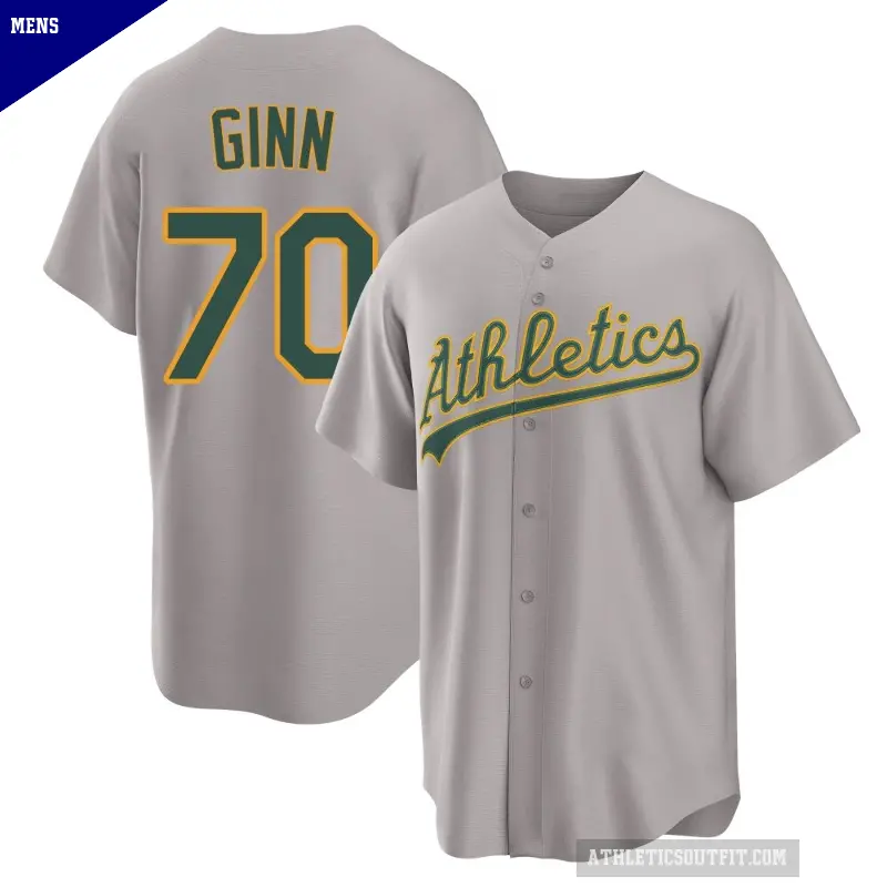 Men's No.70 J.T. Ginn Oakland Athletics Gray Replica Away 2.0 Jersey