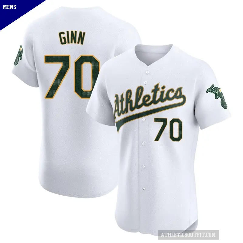 Men's No.70 J.T. Ginn Oakland Athletics White Elite Home Jersey