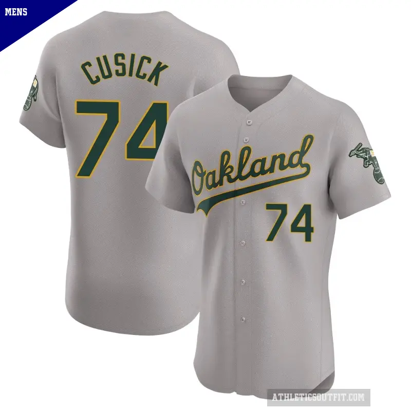 Men's No.74 Ryan Cusick Oakland Athletics Gray Elite Road Jersey