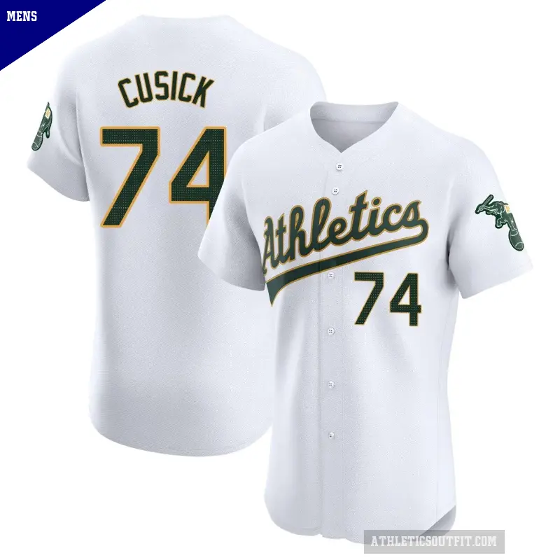Men's No.74 Ryan Cusick Oakland Athletics White Elite Home Jersey
