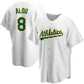 Men's No.8 Felipe Alou Oakland Athletics White Replica Home Jersey