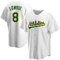 Men's No.8 Jed Lowrie Oakland Athletics White Replica Home Jersey
