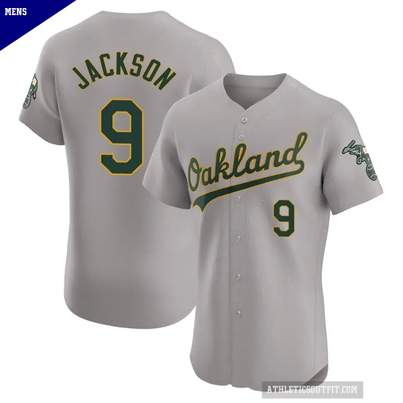 Men's No.9 Reggie Jackson Oakland Athletics Gray Elite Road Jersey
