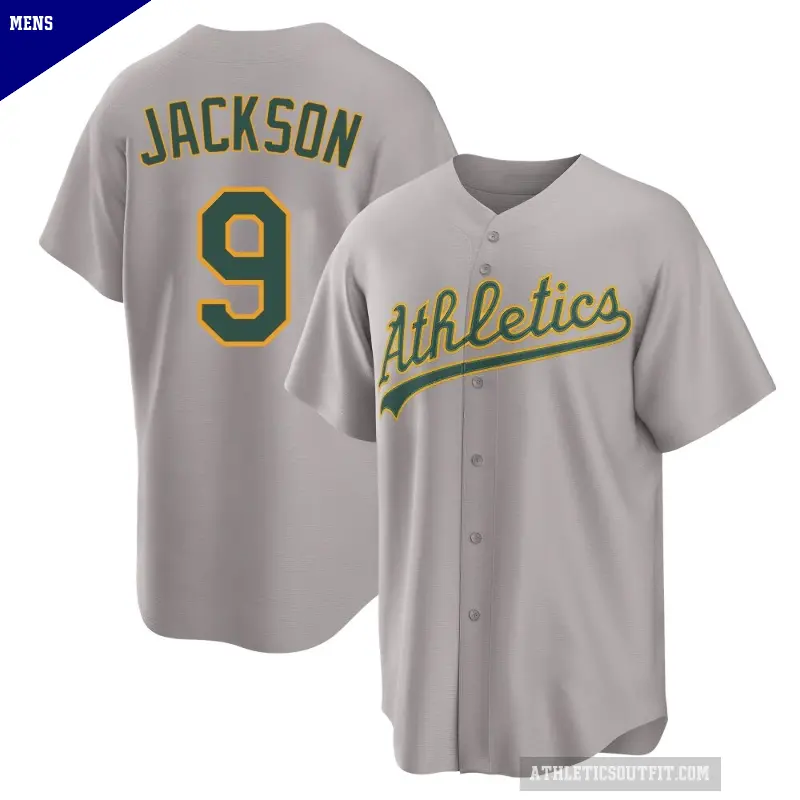 Men's No.9 Reggie Jackson Oakland Athletics Gray Replica Away 2.0 Jersey