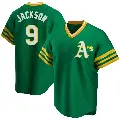 Men's No.9 Reggie Jackson Oakland Athletics Green Replica R Kelly Road Cooperstown Collection Jersey