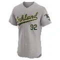 Men's No.92 Elvis Peralta Oakland Athletics Gray Elite Road Jersey