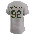 Men's No.92 Elvis Peralta Oakland Athletics Gray Elite Road Jersey