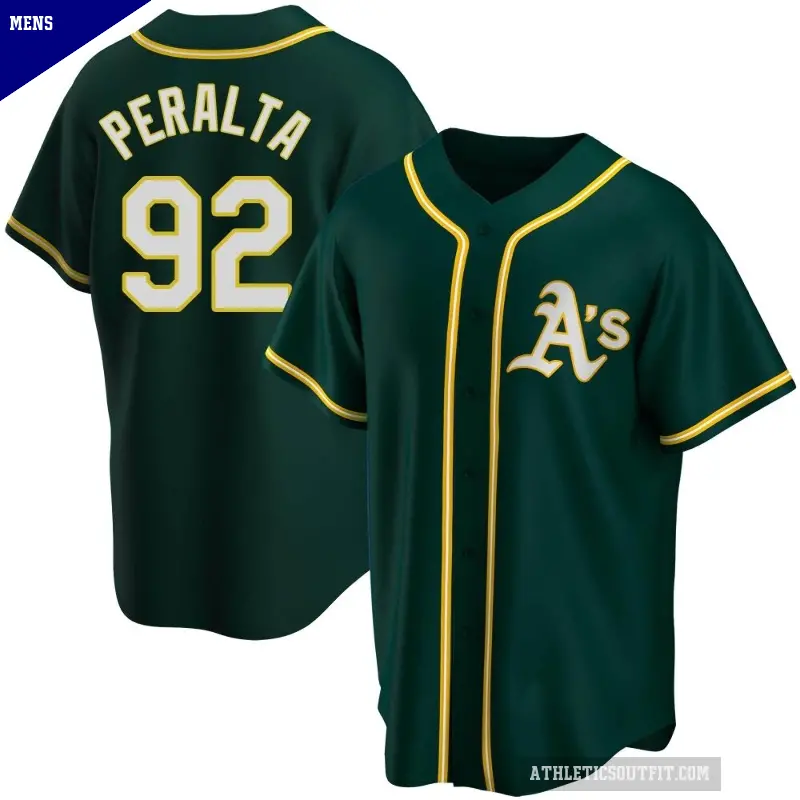 Men's No.92 Elvis Peralta Oakland Athletics Green Replica Alternate Jersey
