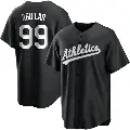 Men's No.99 Jesus Aguilar Oakland Athletics Black/White Replica Jersey