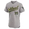 Men's No.99 Jesus Aguilar Oakland Athletics Gray Elite Road Jersey