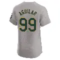 Men's No.99 Jesus Aguilar Oakland Athletics Gray Elite Road Jersey