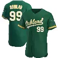 Men's No.99 Jesus Aguilar Oakland Athletics Green Authentic Kelly Alternate Jersey