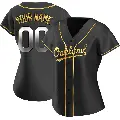 Women's No.00 Custom Oakland Athletics Gold Replica Black en Alternate Jersey