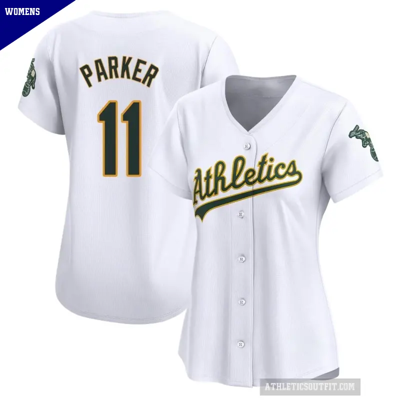 Women's No.11 Jarrod Parker Oakland Athletics White Limited Home Jersey