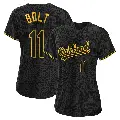 Women's No.11 Skye Bolt Oakland Athletics Black Authentic Snake Skin City Jersey