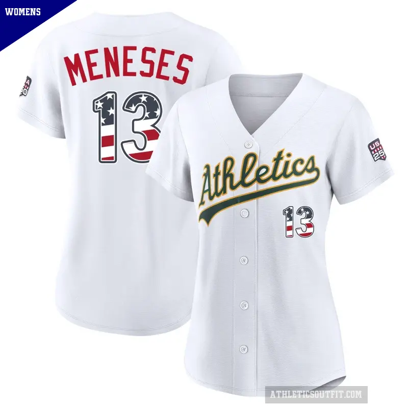 Women's No.13 Joey Meneses Oakland Athletics White Limited USA 250 Fourth Of July Home Stadium Jersey