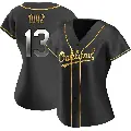 Women's No.13 Jordan Diaz Oakland Athletics Gold Replica Black en Alternate Jersey