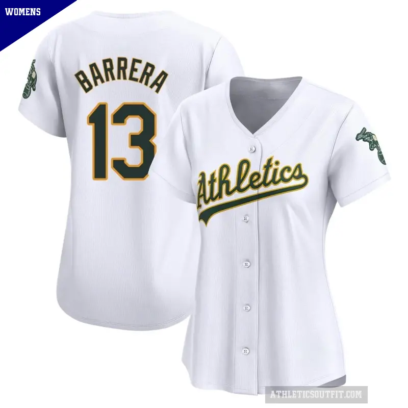 Women's No.13 Luis Barrera Oakland Athletics White Limited Home Jersey