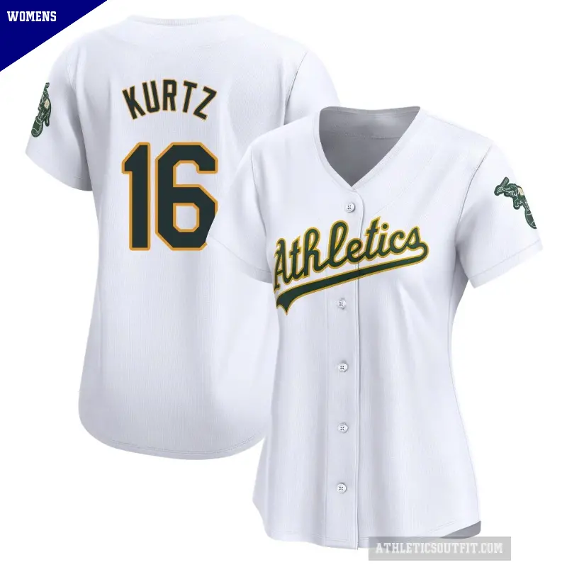 Women's No.16 Nick Kurtz Oakland Athletics White Limited Home Jersey