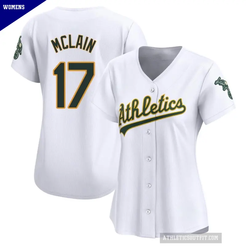 Women's No.17 Denny Mclain Oakland Athletics White Limited Home Jersey