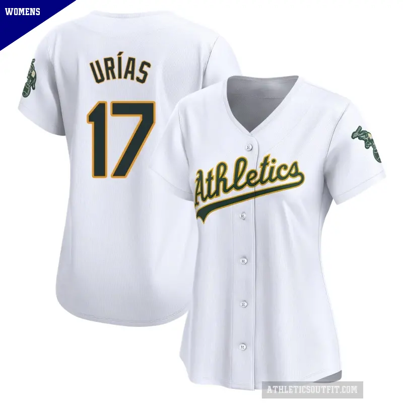 Women's No.17 Luis Urias Oakland Athletics White Limited Home Jersey