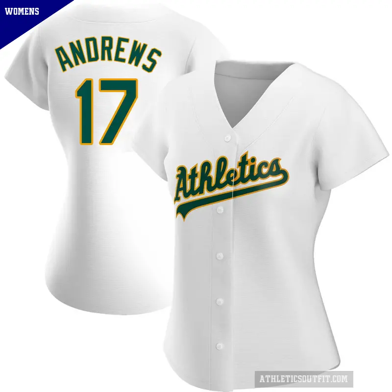 Women's No.17 Mike Andrews Oakland Athletics White Authentic Home Jersey