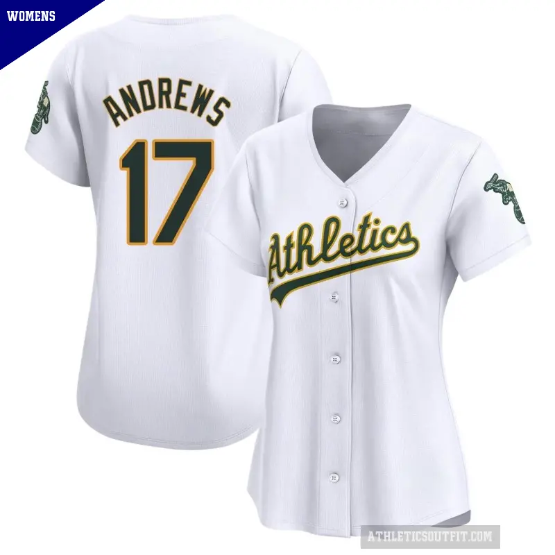 Women's No.17 Mike Andrews Oakland Athletics White Limited Home Jersey