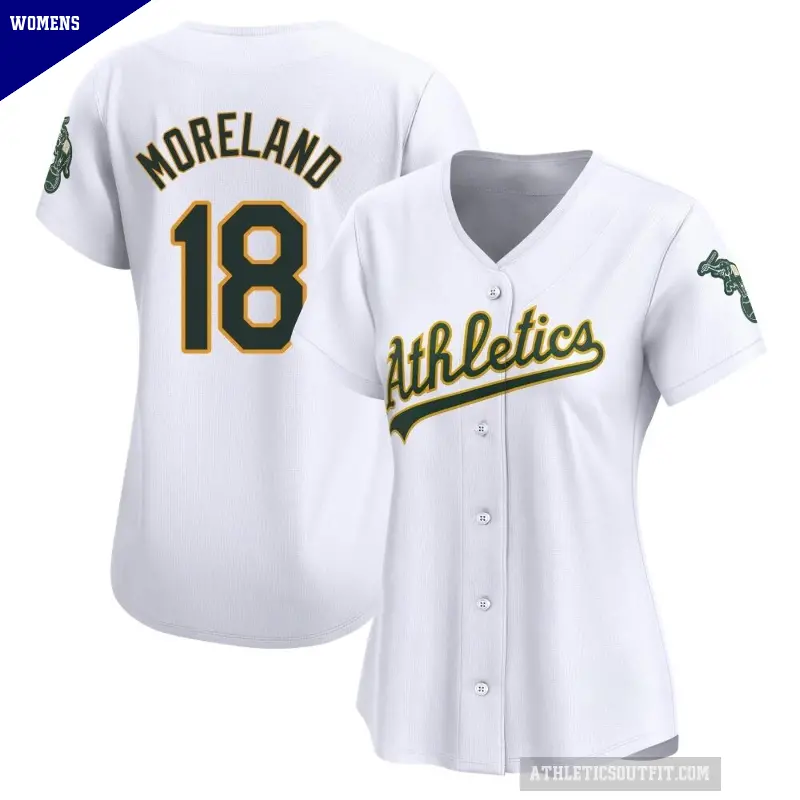 Women's No.18 Mitch Moreland Oakland Athletics White Limited Home Jersey