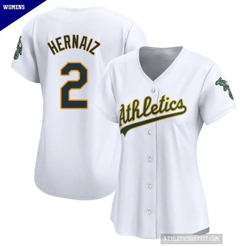 Women's No.2 Darell Hernaiz Oakland Athletics White Limited Home Jersey