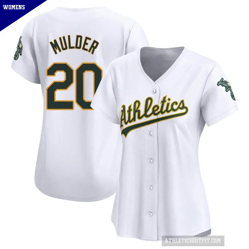 Women's No.20 Mark Mulder Oakland Athletics White Limited Home Jersey