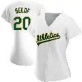 Women's No.20 Zack Gelof Oakland Athletics White Authentic Home Jersey