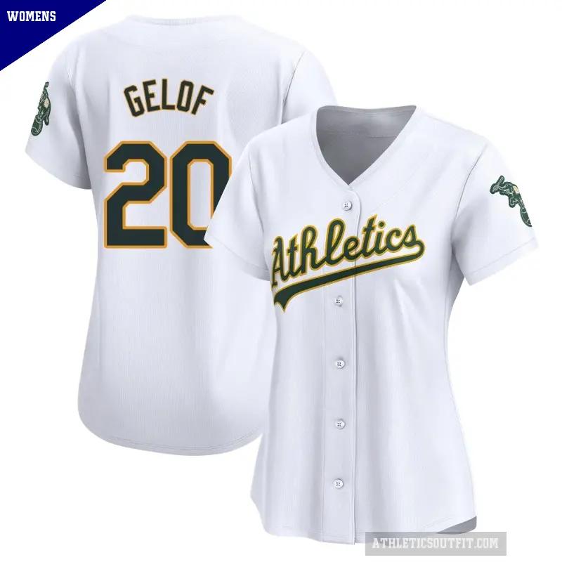 Women's No.20 Zack Gelof Oakland Athletics White Limited Home Jersey